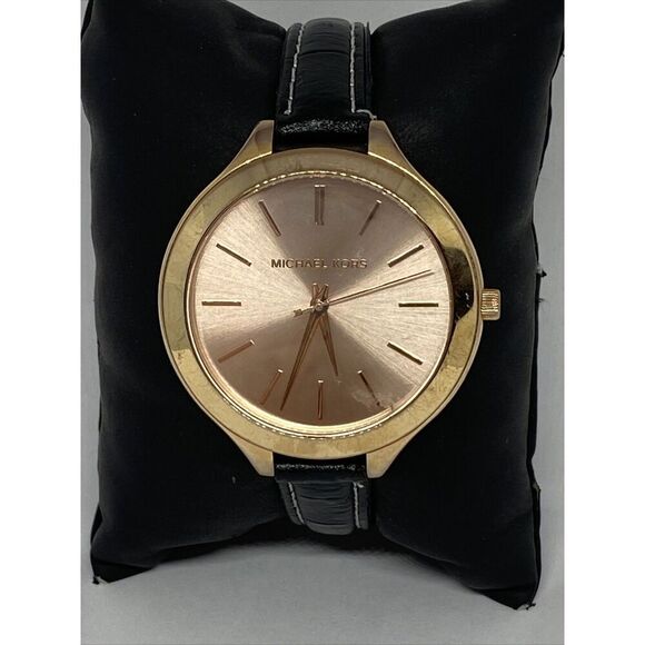 Michael Kors Runway MK2322 Women's Black Leather Analog Dial Quartz Watch JK438 - Picture 3 of 12